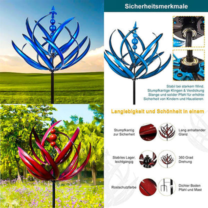 Metall Windspiel - Blau | Robustes Design für Garten