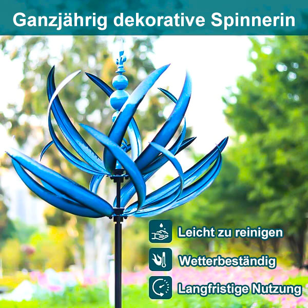 Metall Windspiel - Blau | Robustes Design für Garten