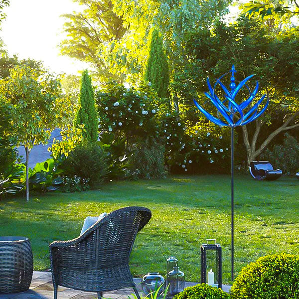 Metall Windspiel - Blau | Robustes Design für Garten