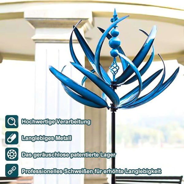 Metall Windspiel - Blau | Robustes Design für Garten