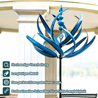Metall Windspiel - Blau | Robustes Design für Garten