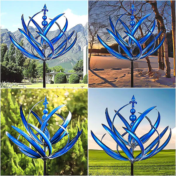 Metall Windspiel - Blau | Robustes Design für Garten