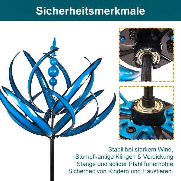 Metall Windspiel - Blau | Robustes Design für Garten