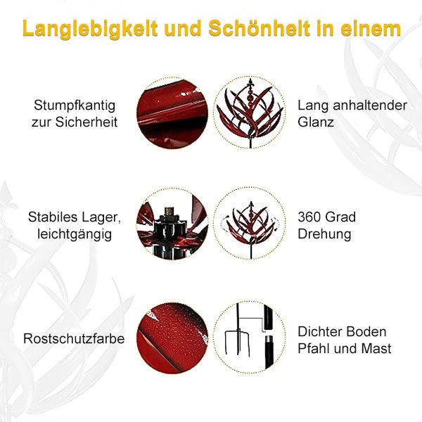 Metall Windspiel - Blau | Robustes Design für Garten