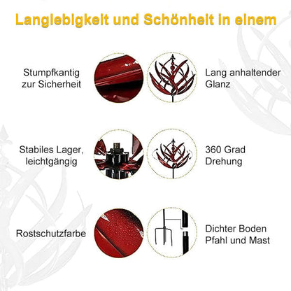 Metall Windspiel - Blau | Robustes Design für Garten