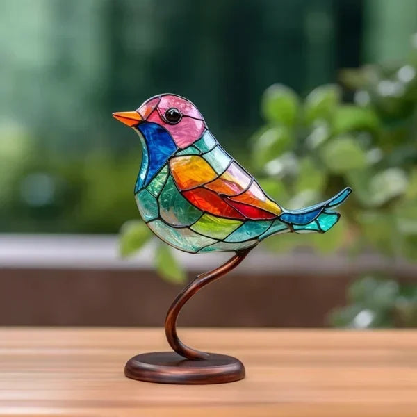 Luxuriöse Buntglas-Vogelstatuetten – Handgefertigte Eleganz