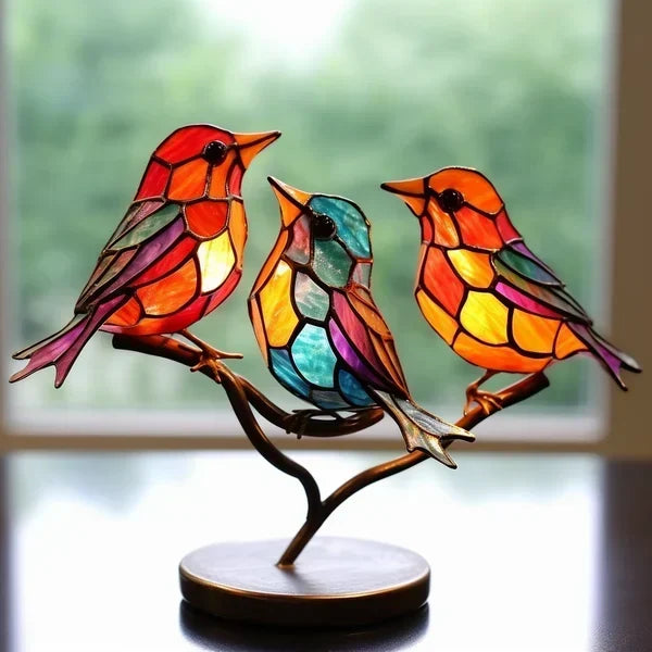 Luxuriöse Buntglas-Vogelstatuetten – Handgefertigte Eleganz