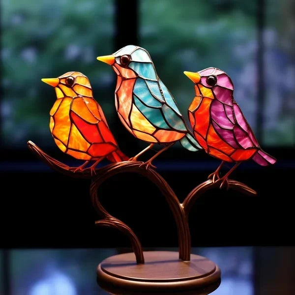 Luxuriöse Buntglas-Vogelstatuetten – Handgefertigte Eleganz