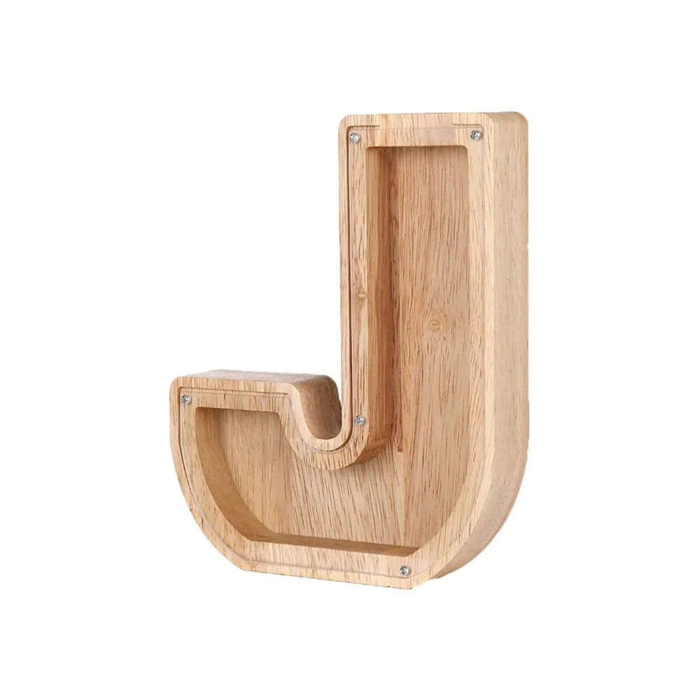 Holz Sparschwein mit Sichtfenster - Alphabet-Design