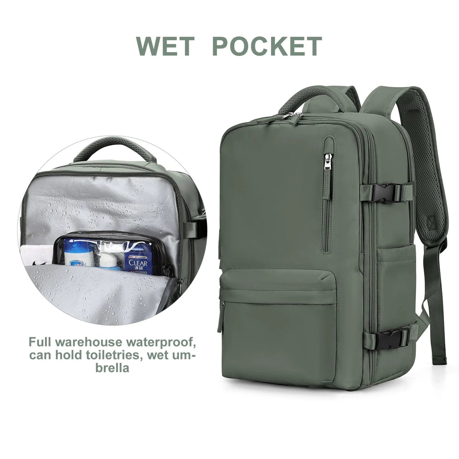Damen Große Reise-Rucksack – Wasserdichter Wanderrucksack | Diebstahlschutz &amp; USB-Ladung