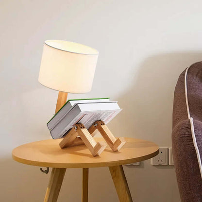 Hölzerne Tischlampe mit Bücherhalter - Flexibel &amp; Modern