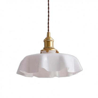 Retro Hängelampe Creme Glas Blume