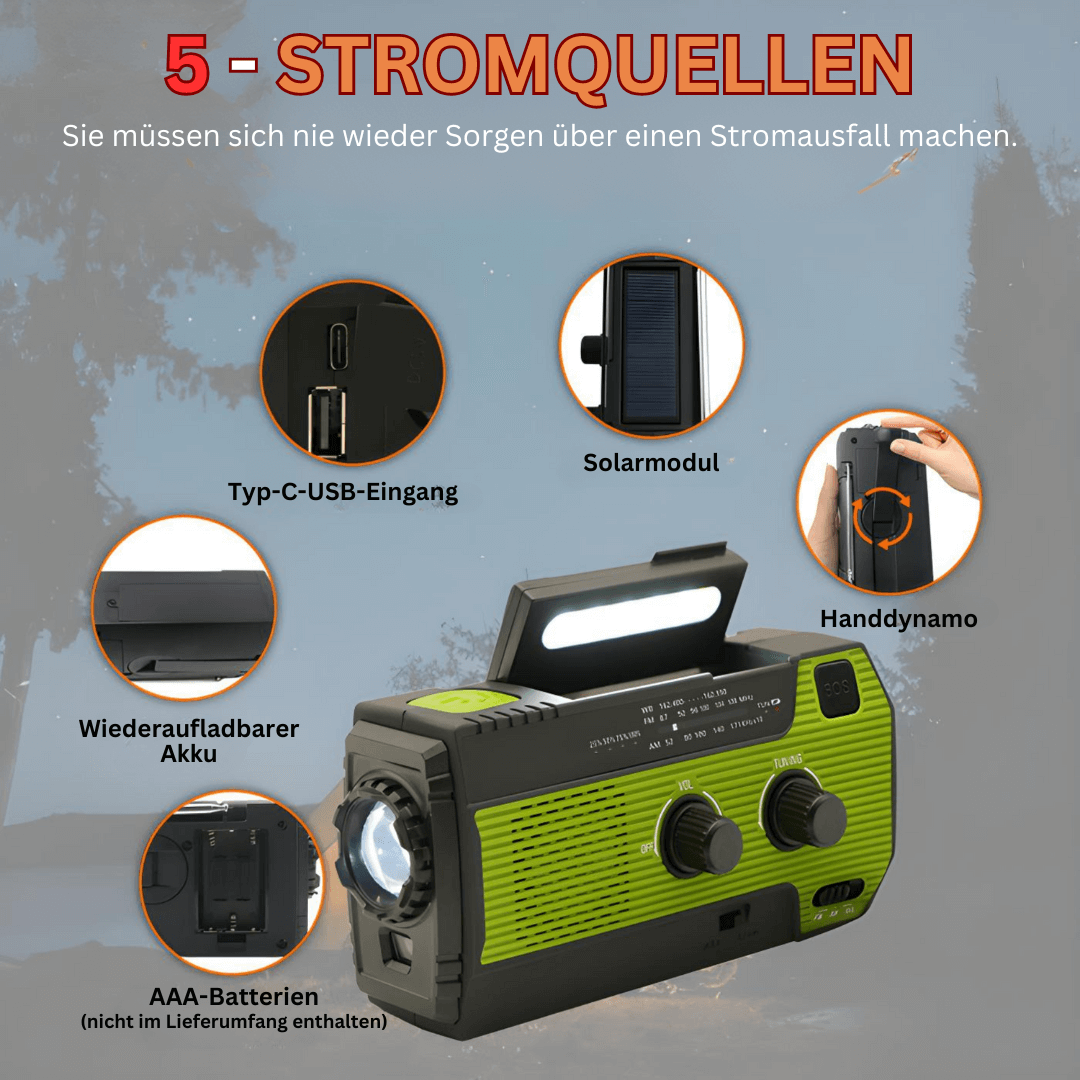 Tragbares Notfallradio Solar Kurbel Radio Powerbank