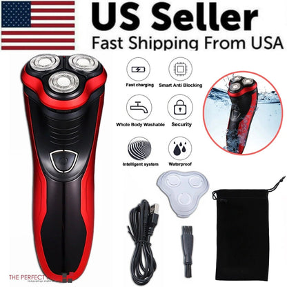 Herren Rasierer Rotary Waterproof Elektrischer Rasierer Pop-Up Trimmer Nass Trocken Kabellos