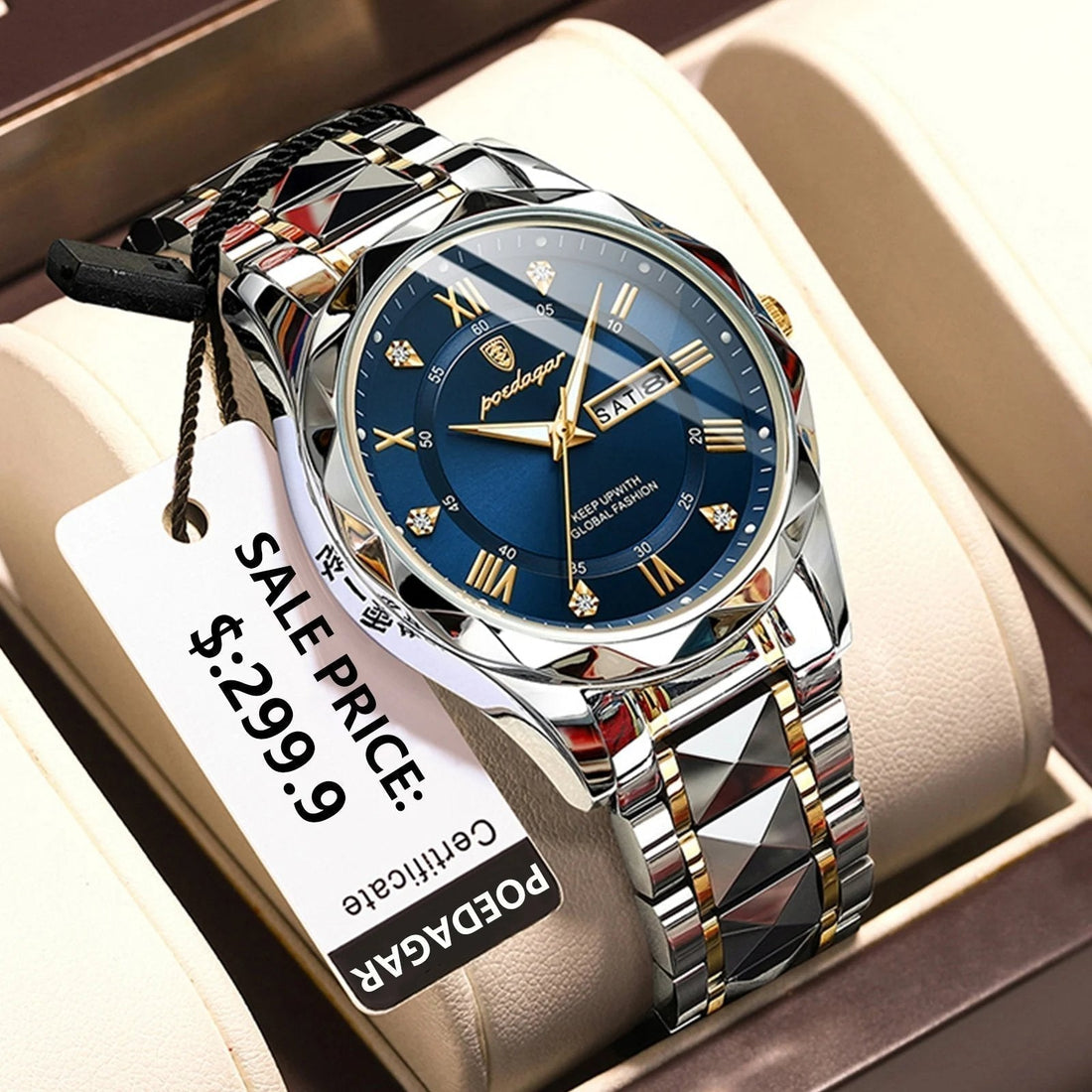Wasserdichte Luxus-Herrenarmbanduhr von der Top-Marke mit leuchtender Funktion
