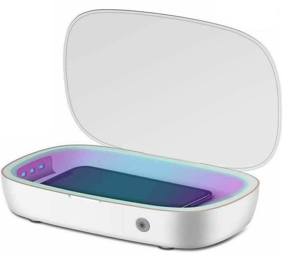 UV-Smartphone-Sterilisator mit kabelloser Ladefunktion, Aromatherapie &amp; USB-C – Für Handys bis 7,4 Zoll