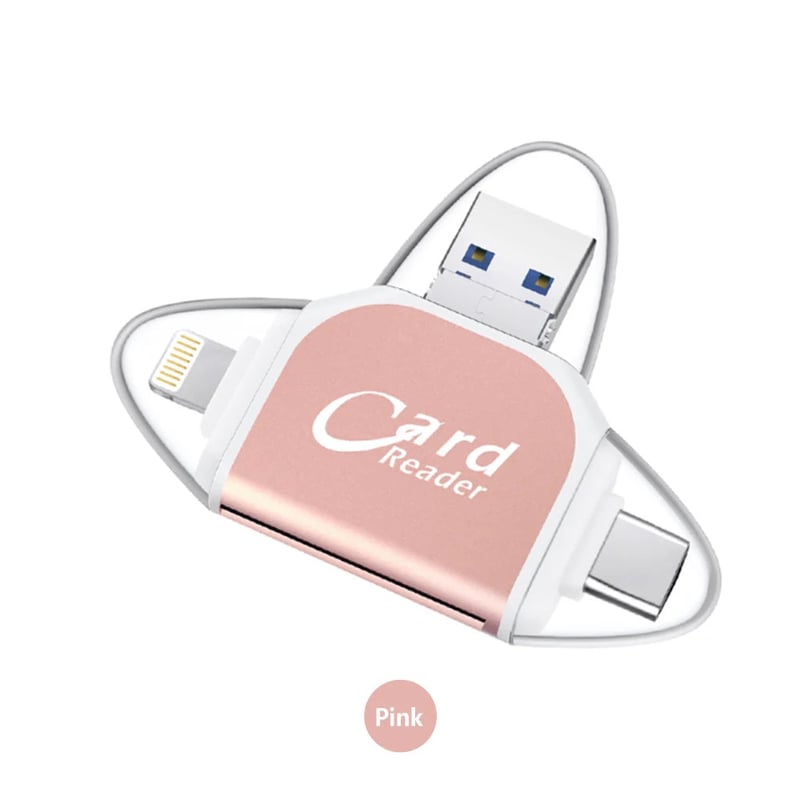 4-in-1 Universeller SD TF Kartenleser – USB, USB C, Micro USB, Lightning Anschluss