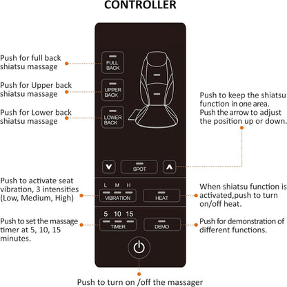 Zelara© Premium Shiatsu Rückenmassager für Stuhl mit Wärme [1 Jahr Garantie]