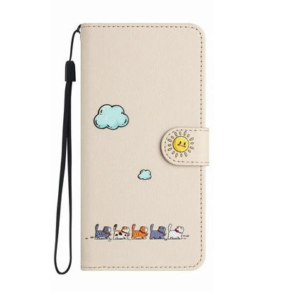 Katbedruckte magnetische Leder iPhone Flip Cover Geldbörse Hülle