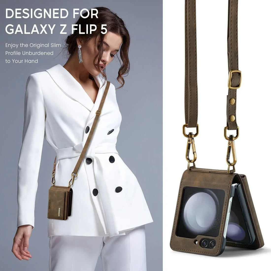 Crossbody Samsung Z Flip Leder Geldbörse Hülle