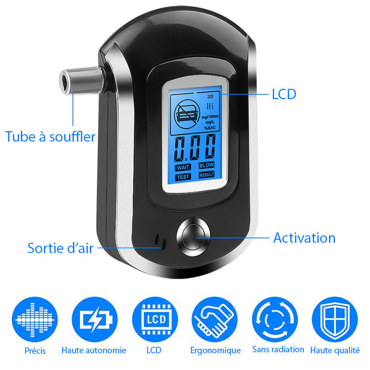 Elektronischer Atemalkoholmessgerät - Alkoholtester mit LCD-Anzeige
