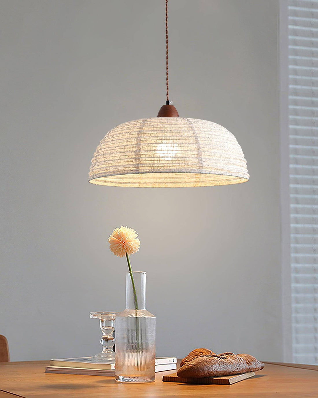 Holz &amp; Stoff Hängeleuchte