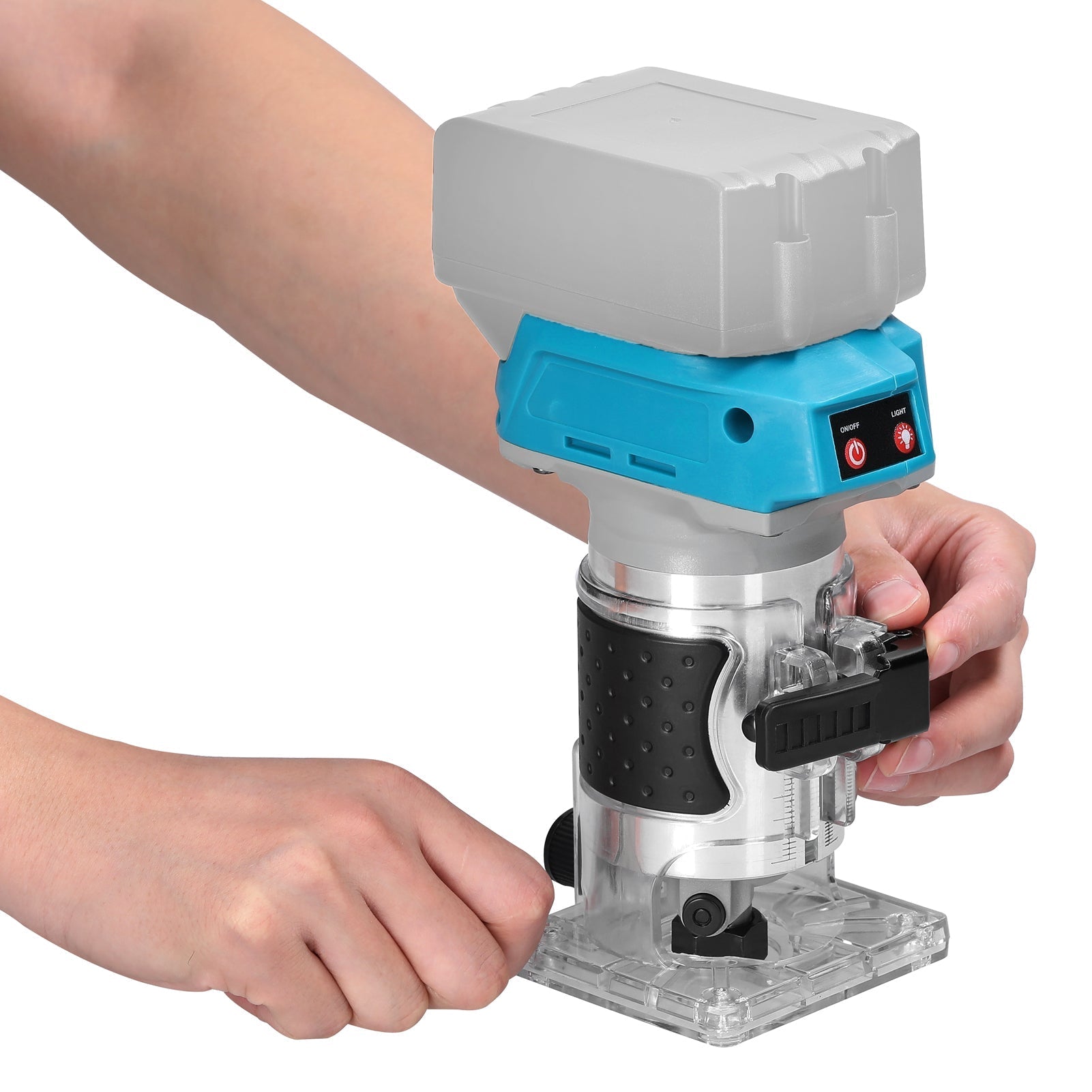 HolzfräseKabelloser Holzfräser 600W Bürstenlos LED Präzisionskontrolle Tiefeneinstellung Rutschgriff