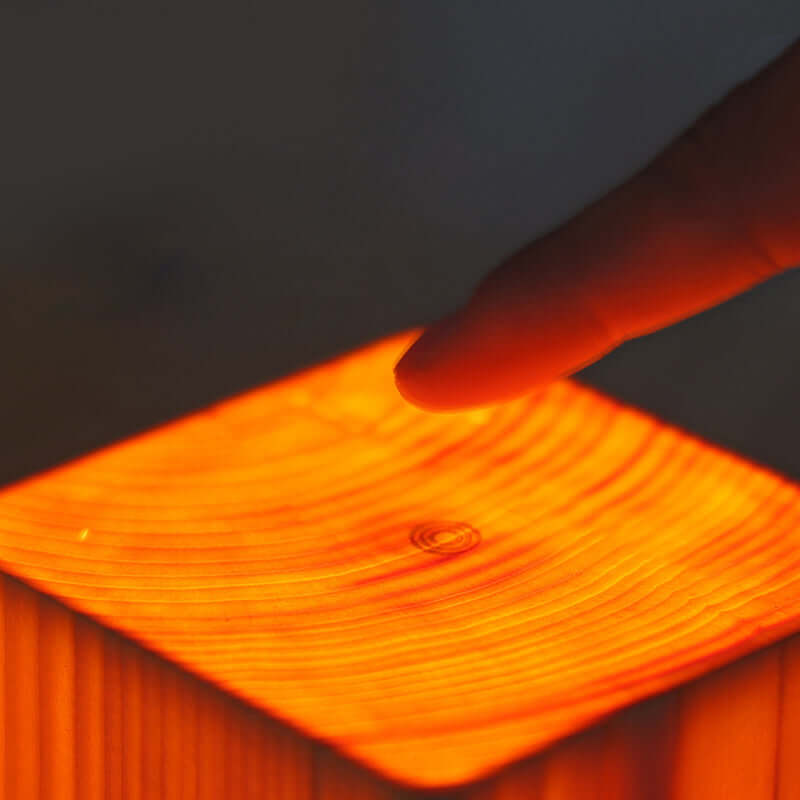 LED Tischlampe Holzoptik Akku &amp; Touch