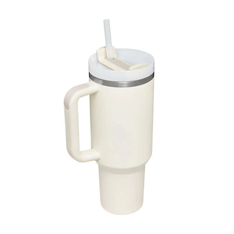 Isolierbecher mit Griff &amp; Strohhalm - Kaffeebecher &amp; Wasserflasche