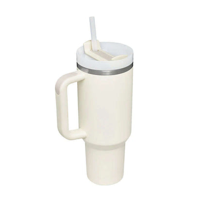 Isolierbecher mit Griff &amp; Strohhalm - Kaffeebecher &amp; Wasserflasche