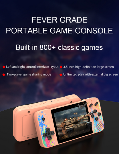 Handheld-Spielkonsole mit 800 eingebauten Spielen – 3,5 Zoll Bildschirm, 1200 mAh Akku, TV-Verbindung, Zwei-Spieler-Modus