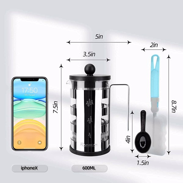Elektrische Edelstahl 600 ml French Press Kaffeemaschine