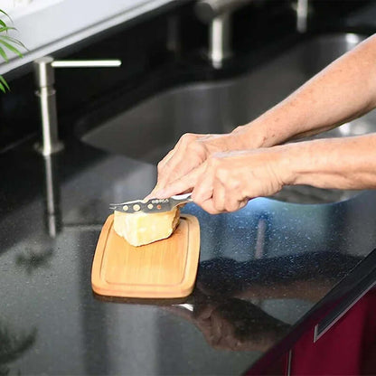Rechteckige Käse &amp; Butterdose mit Bambusbrett