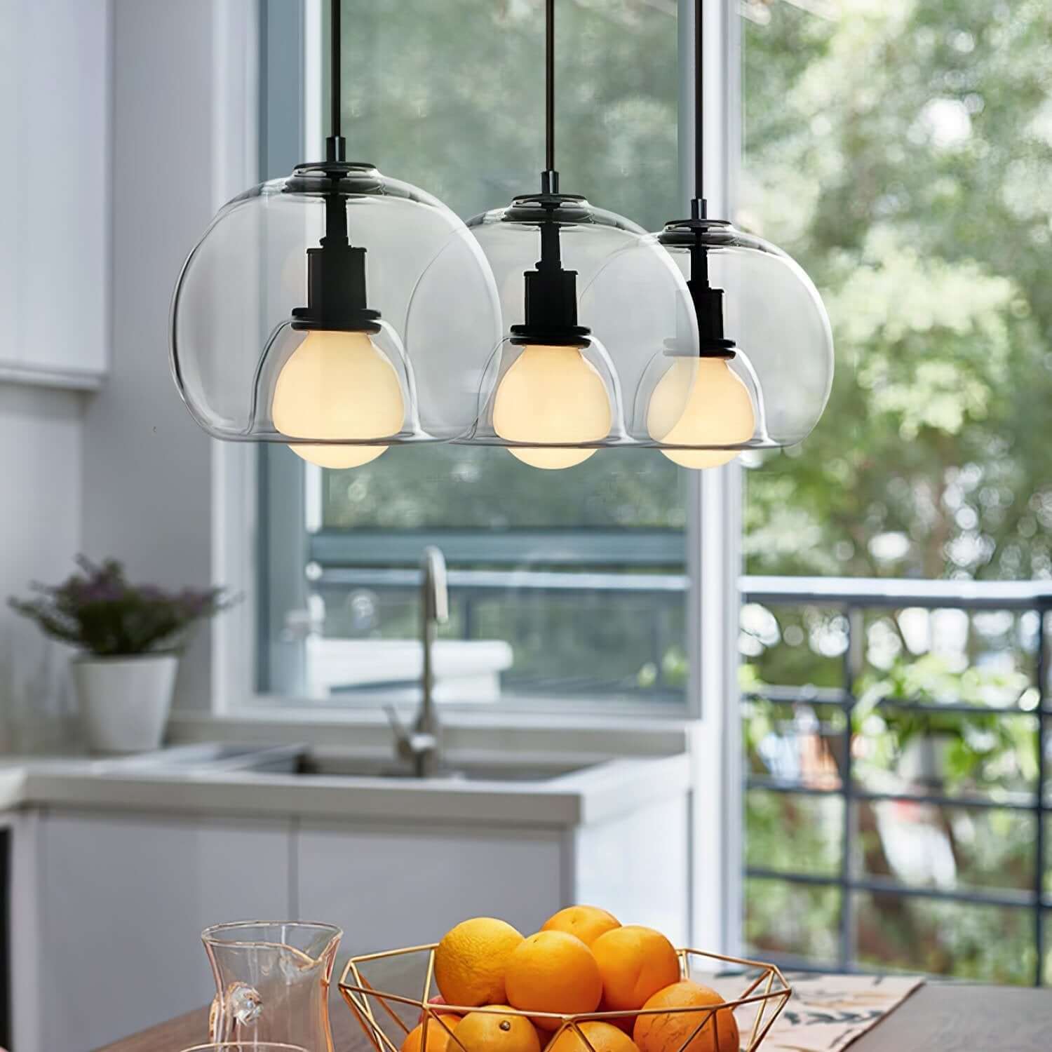 Moderne Pendelleuchte - Metall &amp; Glas
