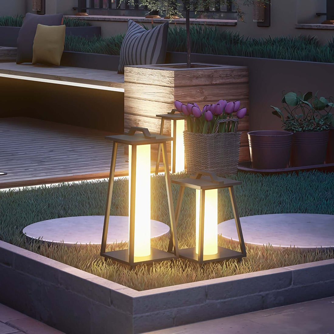 Tragbare LED Außenleuchte für Garten &amp; Balkon