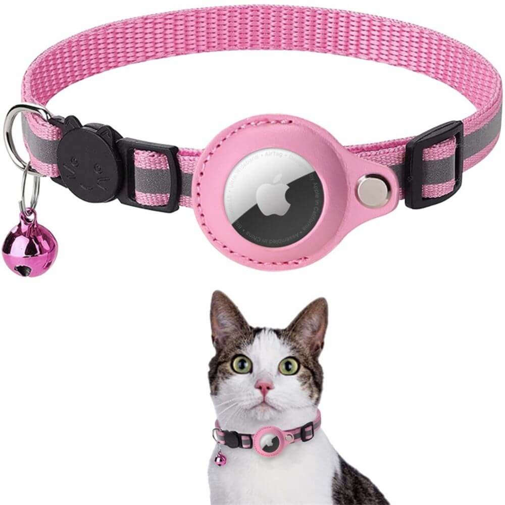 Katzenhalsband mit Sicherheitsverschluss &amp; GPS-Tracker Halterung