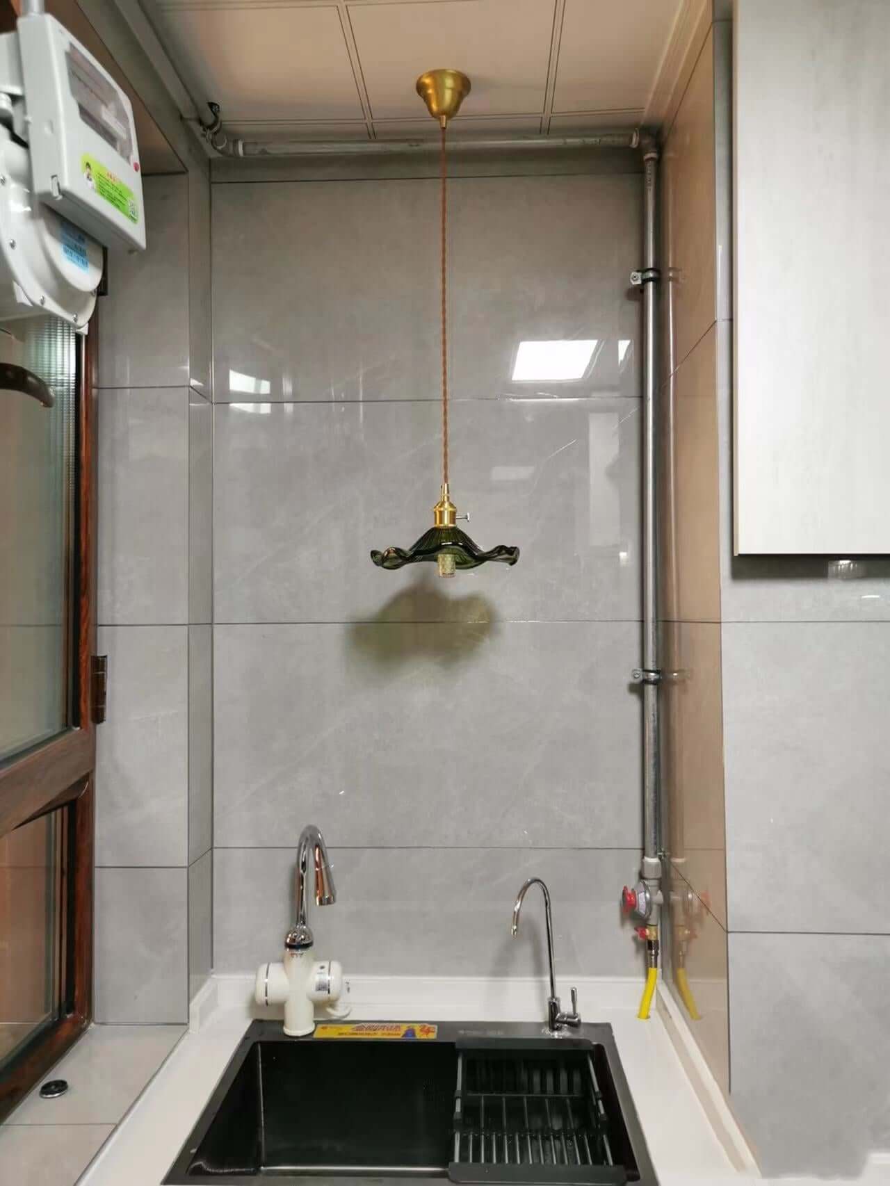 LED-Hängeleuchte, Buntglas &amp; Kupfer - Modernes Design