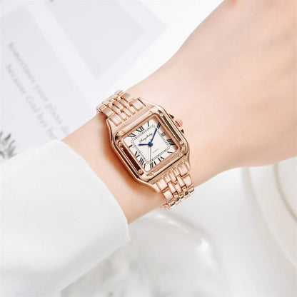 Luxus Legierung Damen Uhr - Gold oder Silber Gehäuse &amp; Armband Elegantes Römisches Design