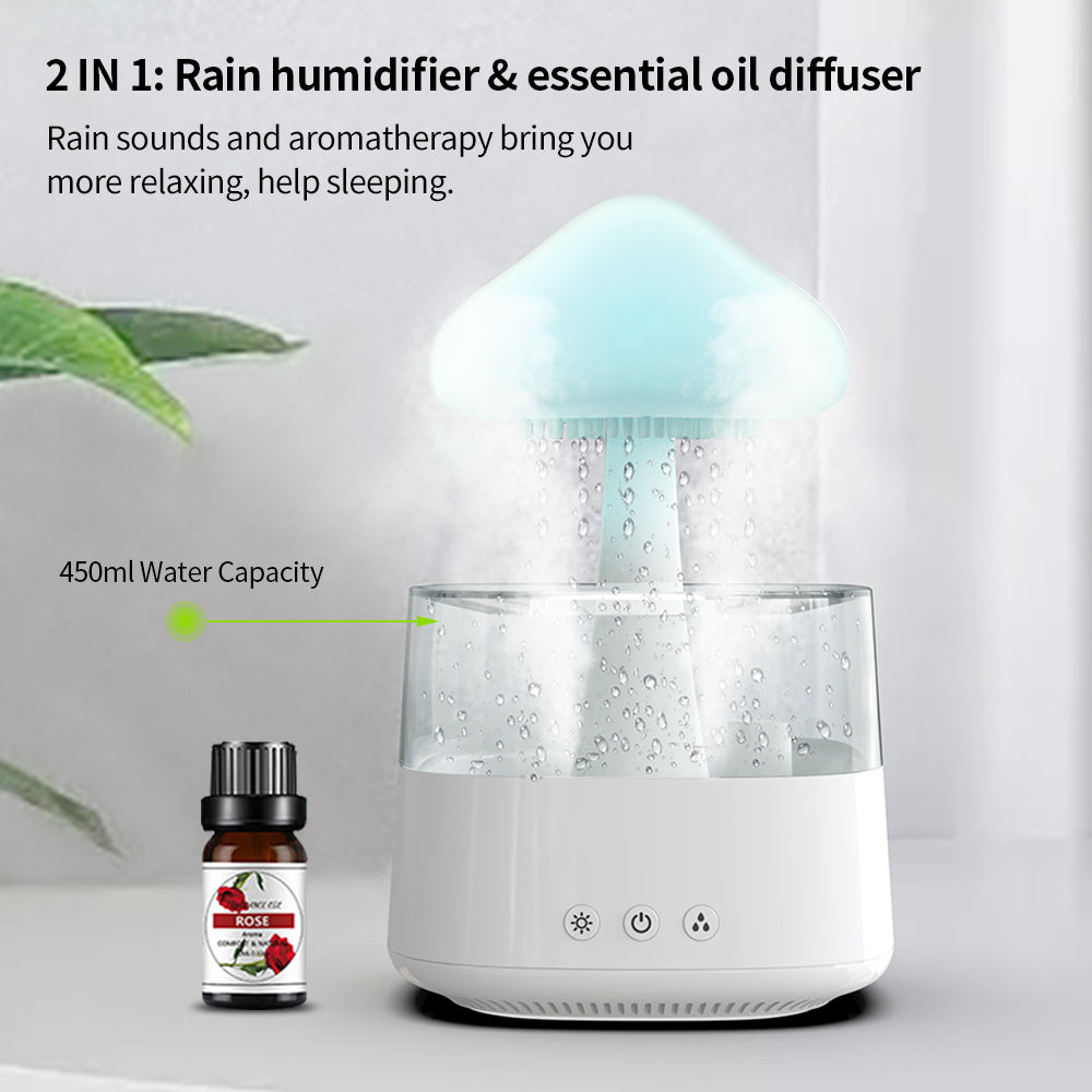 Regenwolken Luftbefeuchter Rain Cloud Humidifier Pilzförmig mit Regentropfen Funktion