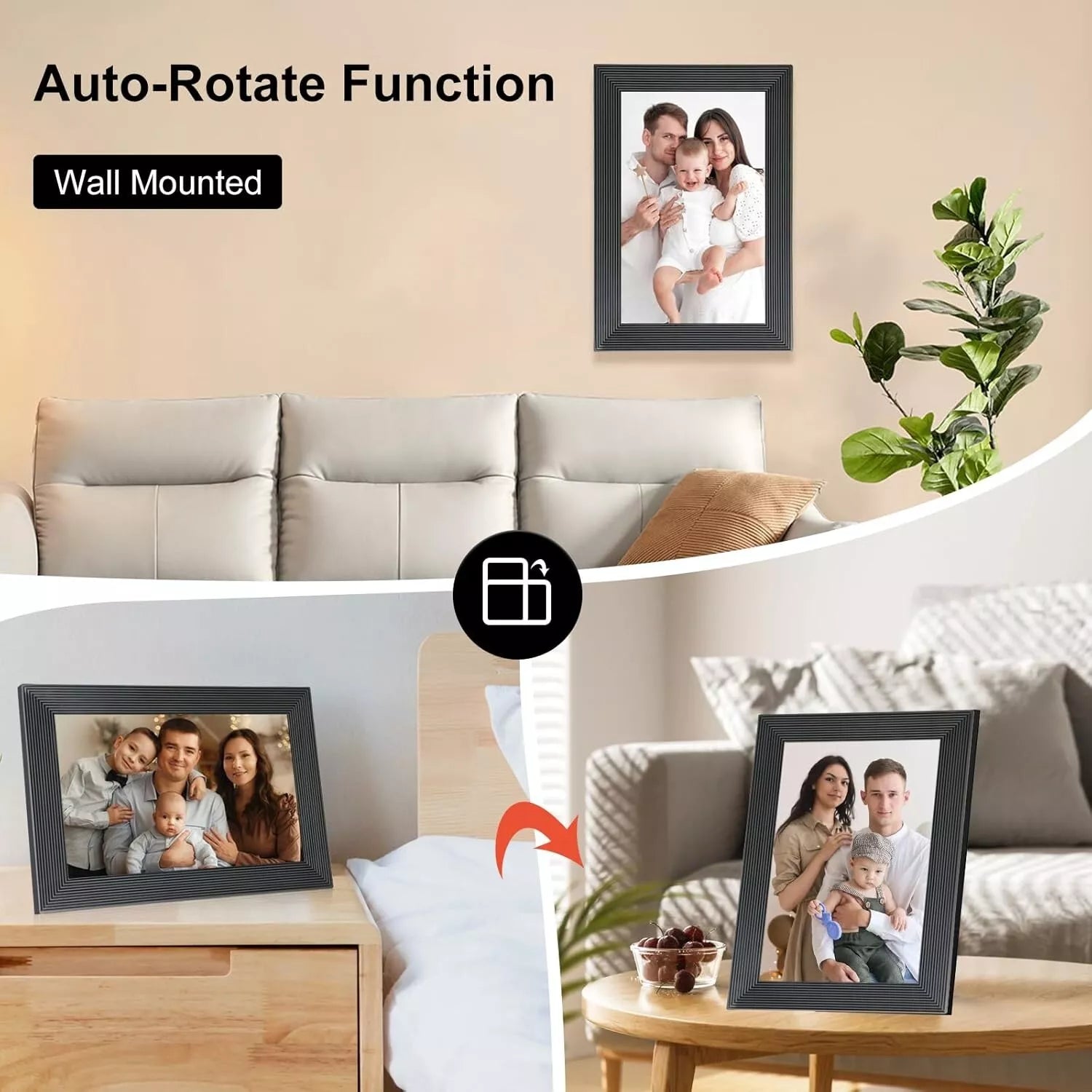 Hochauflösender digitaler Bilderrahmen Bewerteter elektrischer Bilderrahmen mit Video-Wiedergabe und Kamerafunktionen