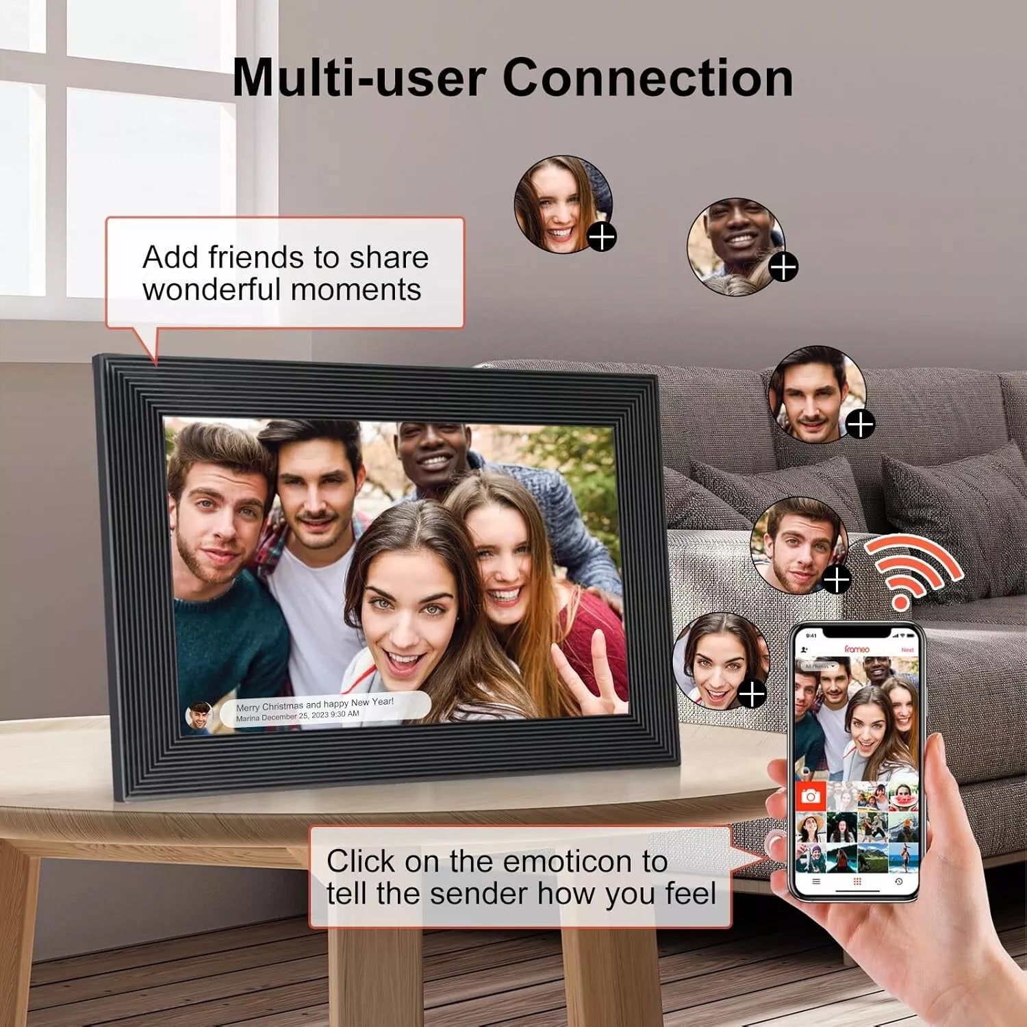 Hochauflösender digitaler Bilderrahmen Bewerteter elektrischer Bilderrahmen mit Video-Wiedergabe und Kamerafunktionen