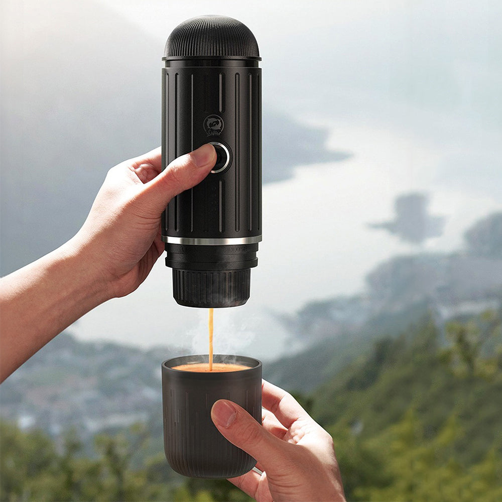 Selbstheizender tragbarer elektrischer Espresso-Maker mit USB-C-Ladegerät – Kompatibel mit gemahlenem Kaffee &amp; Nespresso-Kapseln