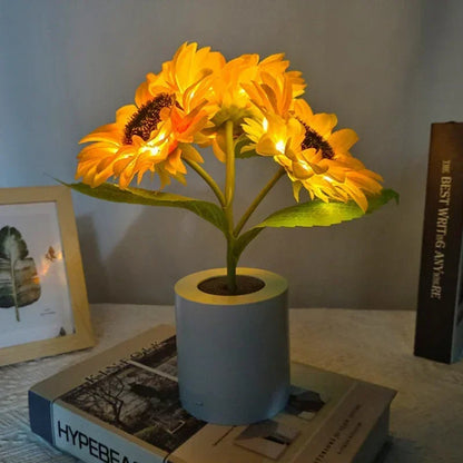 Wiederaufladbare Sonnenblumen-Nachtlampe – LED Tischlampe mit floralem Design für Schlafzimmer, Hochzeit &amp; Dekoration