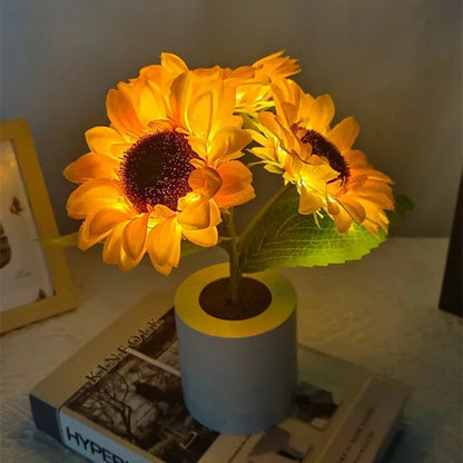 Wiederaufladbare Sonnenblumen-Nachtlampe – LED Tischlampe mit floralem Design für Schlafzimmer, Hochzeit &amp; Dekoration