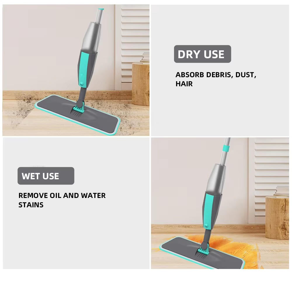 Spray Mop mit 360° Rotation, 300 ml Tank und Mikrofaserpads für alle Böden