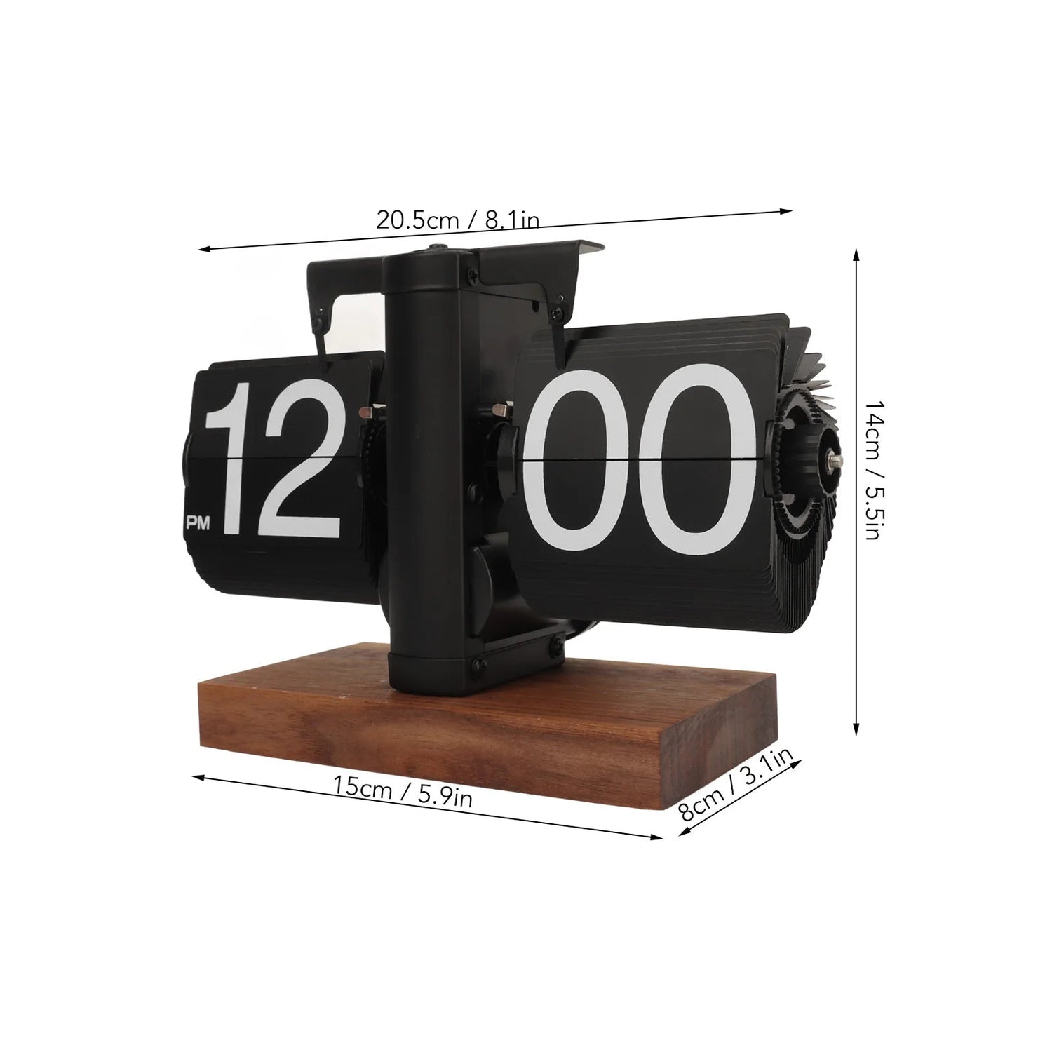 Vintage Flip Clock – Retro Tischuhr mit schwarzer Walnuss &amp; Flip-Anzeige