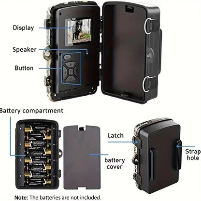 Wildkamera mit Nachtsicht, 16MP HD Fotos &amp; 1080P Video, wetterfest und bewegungssteuernd