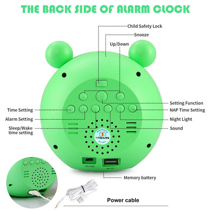 Luxus Kinderwecker in süßem Tierdesign: Digitaler Schlaftrainer mit buntem Nachtlicht, Schlummerfunktion, Temperaturanzeige &amp; Nickerchen-Timer