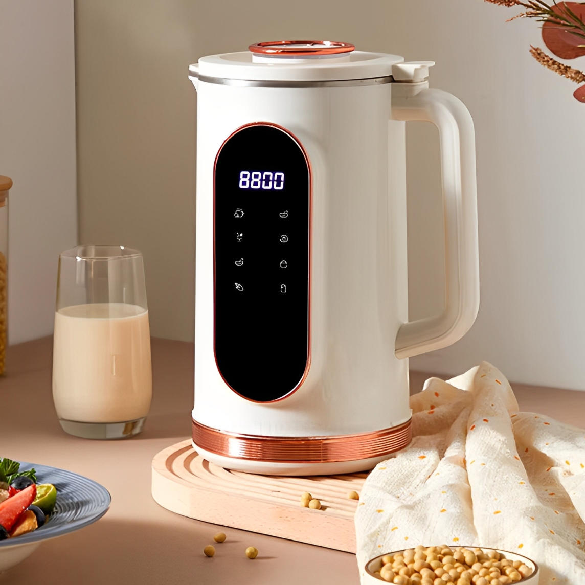 Nussmilchbereiter mit 12 Programmen, 1,5L Edelstahl, Touchscreen &amp; automatischer Reinigung