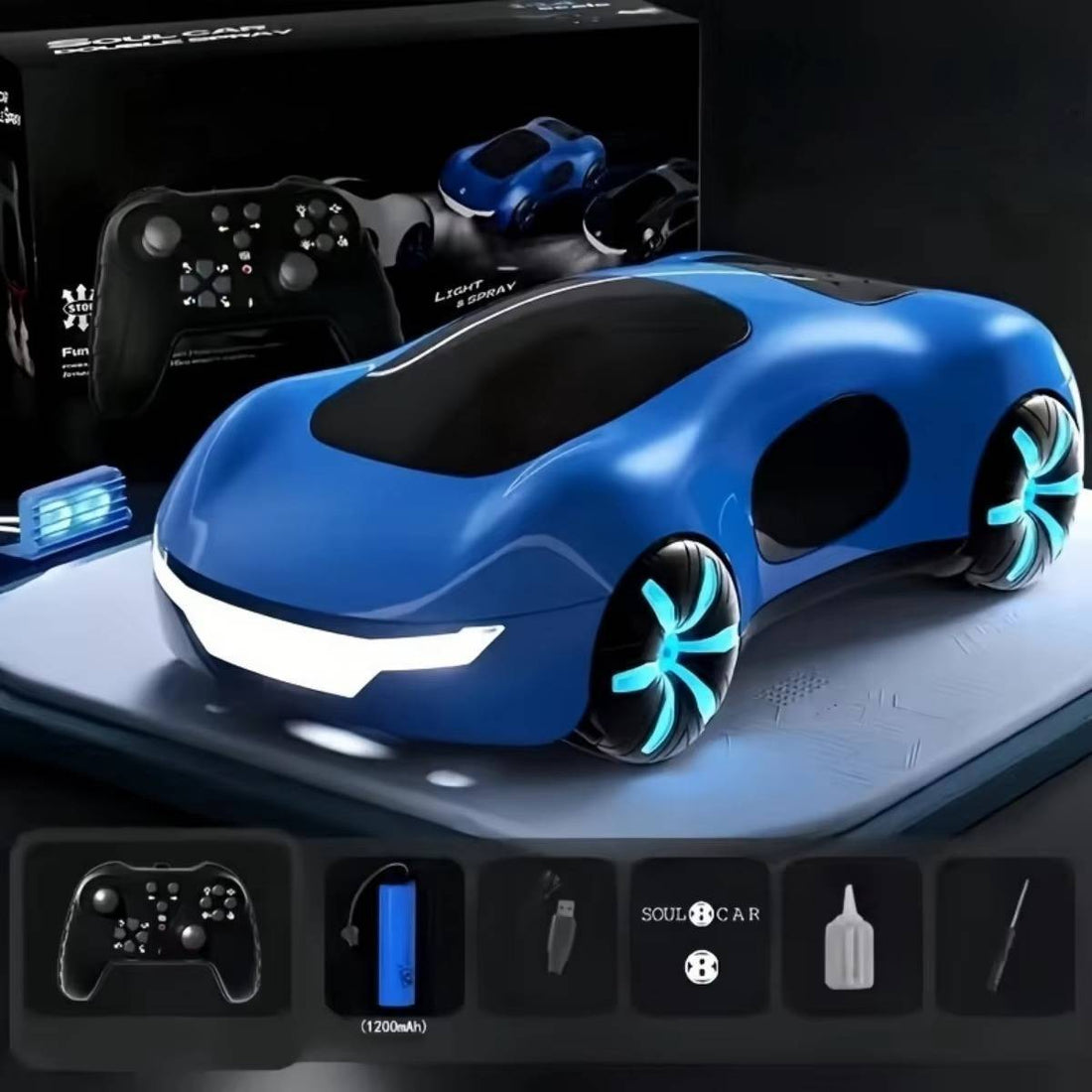 RC Auto 15+ km/h – Drift, LED &amp; Wasserspraysystem für All-Terrain
